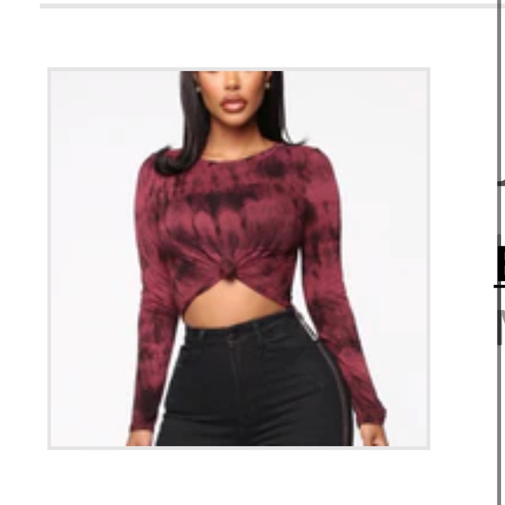 Fashion Nova CAN'T HOLD US TIE DYE TOP - BURGUNDY